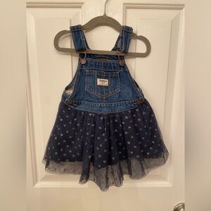 OshKosh B'gosh Denim and Navy Tulle Skirt Overalls
